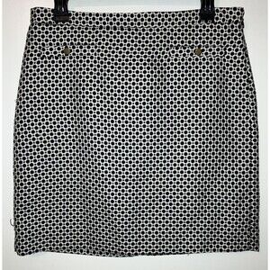 Loft Skirt Retro Patterned Blk/Wht Pencil Women's Sz 8 Lined Corpcore Career Wow